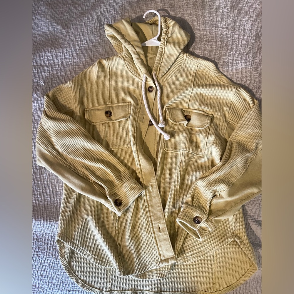 Waffle knit shacket